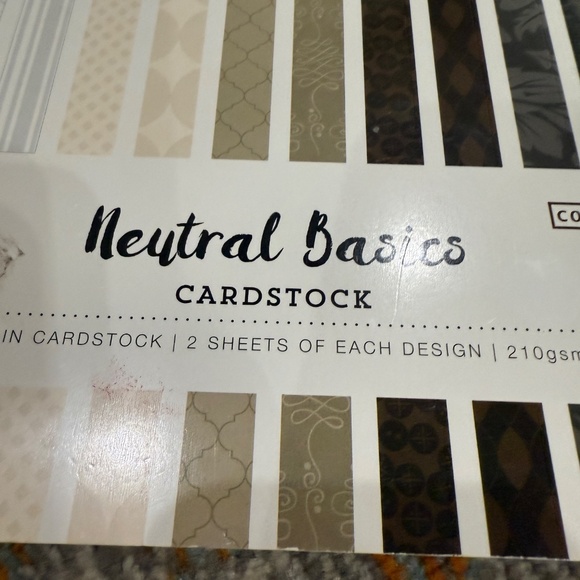 Lot of 2 scrapbook supplies neutral card stock paper & wood thank you stamp - Picture 2 of 15